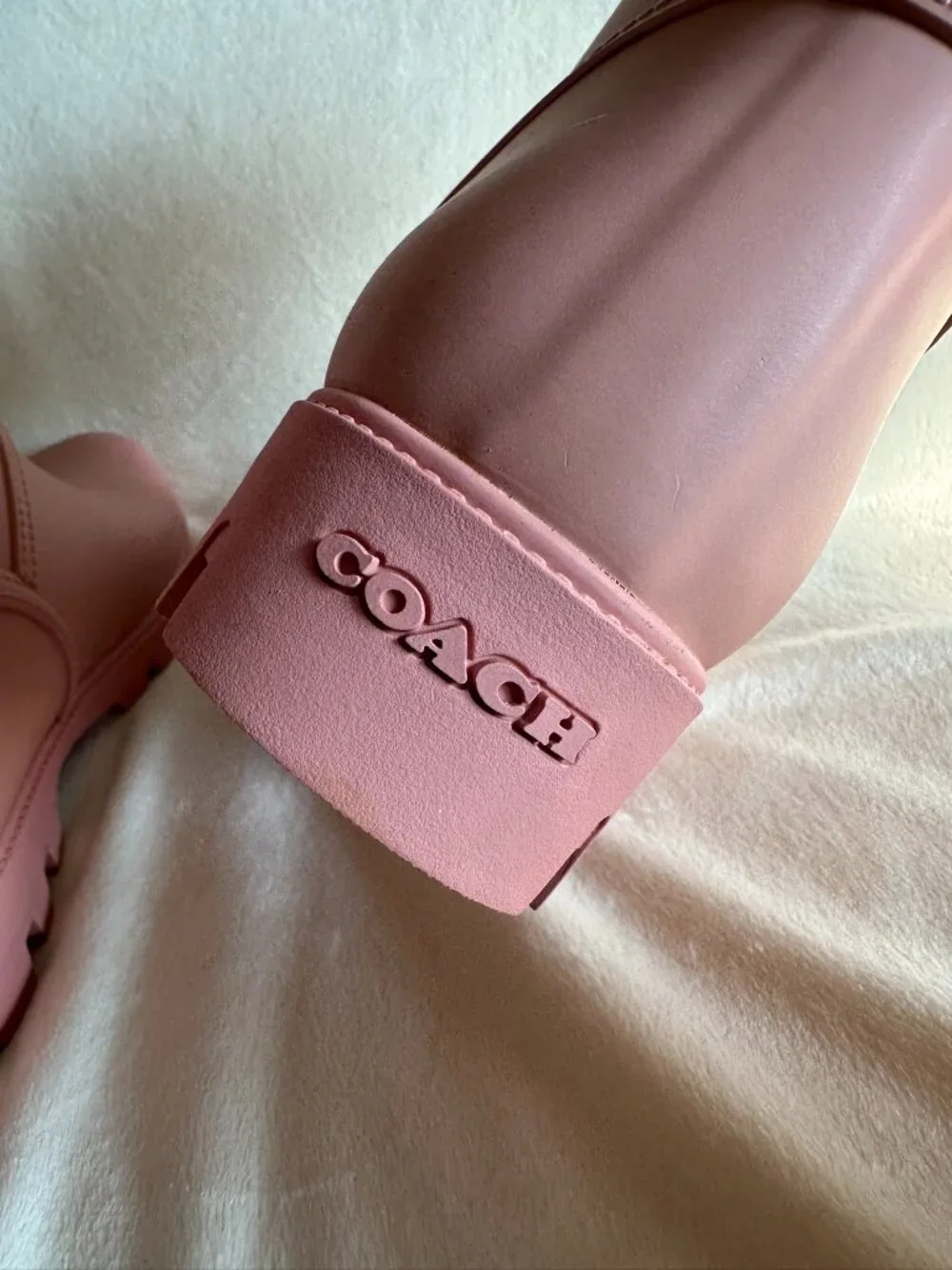 NIB! Rare! Coach CW977 Women's Ryder Rainboot In Pink Petal Size US 5B/EUR 35.5B